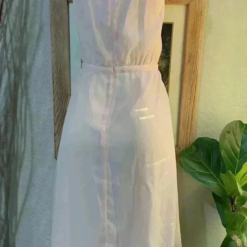 Chelsea28 Ruffle Trim Chiffon Dress Light Pink Creole Midi Dress-Orig$190 - Picture 13 of 16